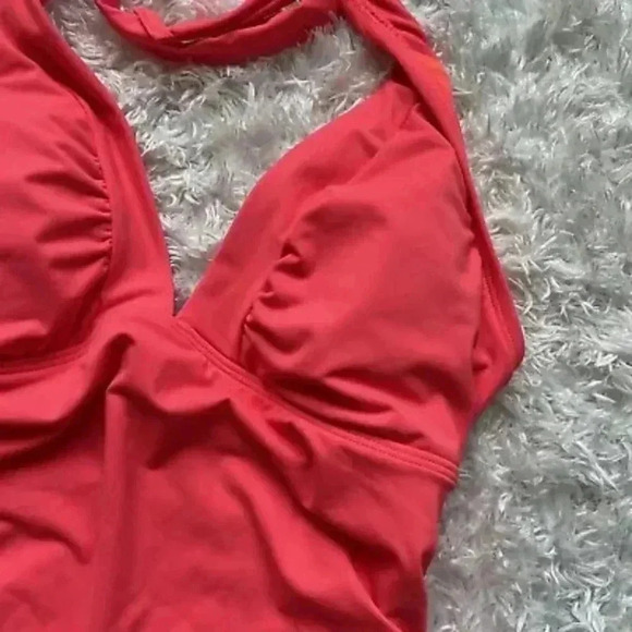 Athleta Halter Swimming Tank Top Orange Size S - Picture 3 of 12